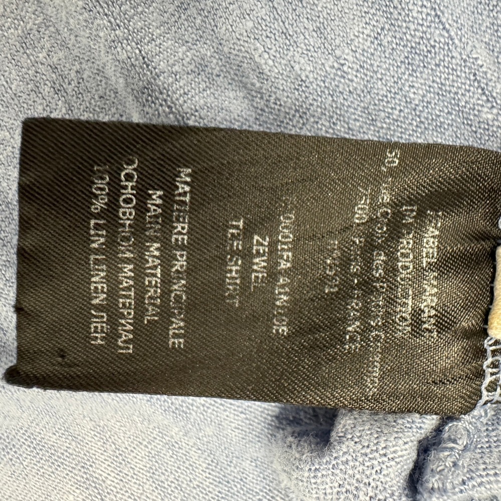 Isabel Marant Etoile Zewel Blue Linen Logo Graphic T-Shirt Metallic Silver Med - Picture 6 of 10